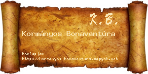 Kormányos Bonaventúra névjegykártya
