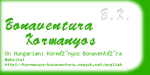 bonaventura kormanyos business card